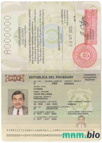 Przykład paszportu paragwajskiego w formacie PSD, w pełni edytowalny